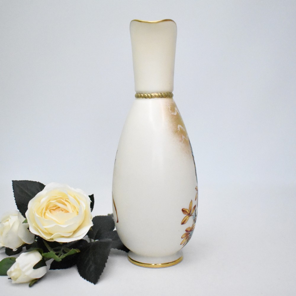 Royal Worcester Blush Ivory Ewer – Charles Baldwyn, Moonlit Owl Design – 1886 View II