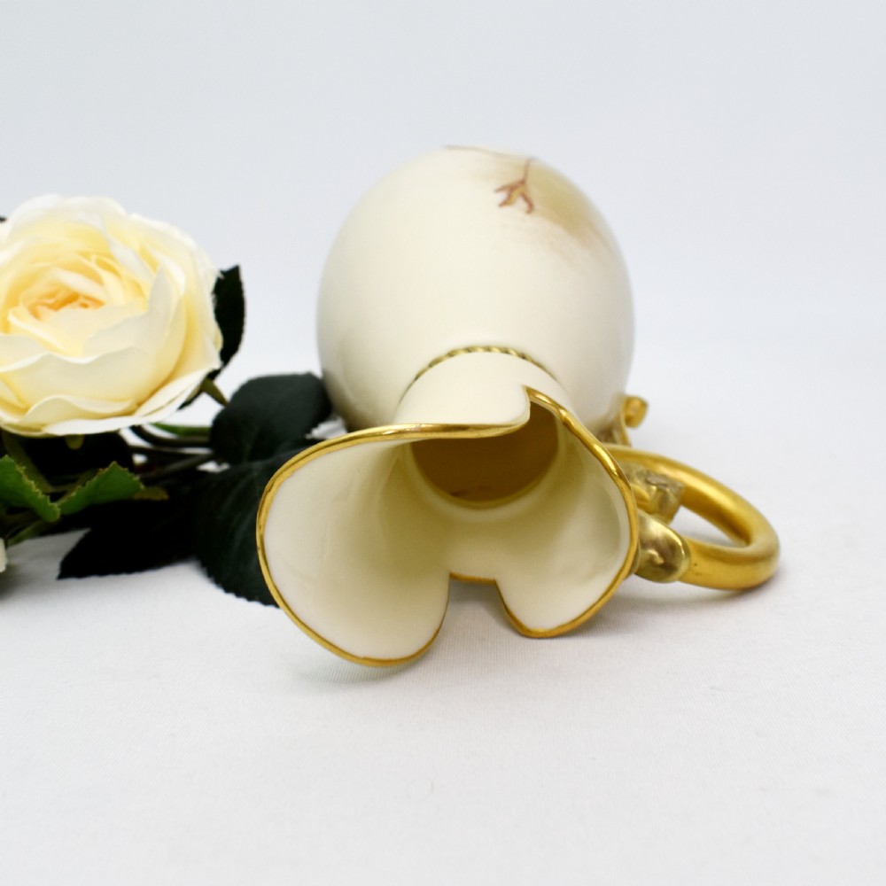 Royal Worcester Blush Ivory Ewer – Charles Baldwyn, Moonlit Owl Design – 1886 View VIII