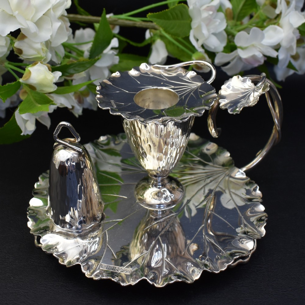 Victorian Silver Plated Chamberstick by Hukin & Heath, c.1900, Dresser Leaf Design