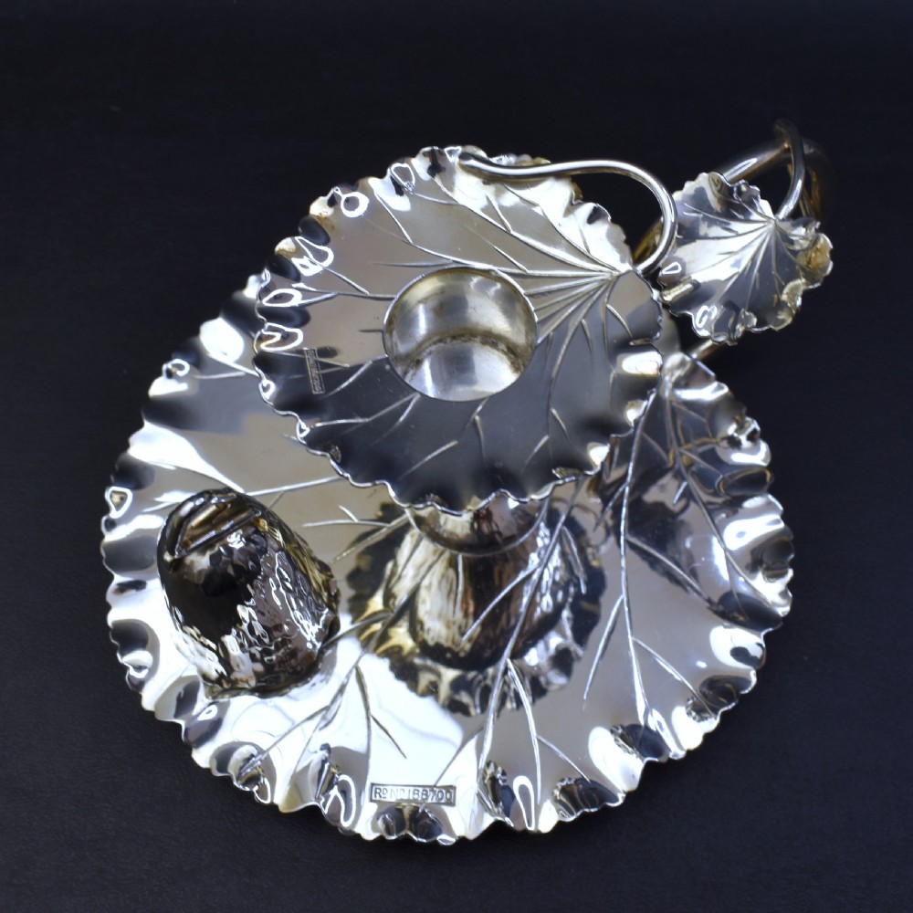 Victorian Silver Plated Chamberstick by Hukin & Heath, c.1900, Dresser Leaf Design View VIII