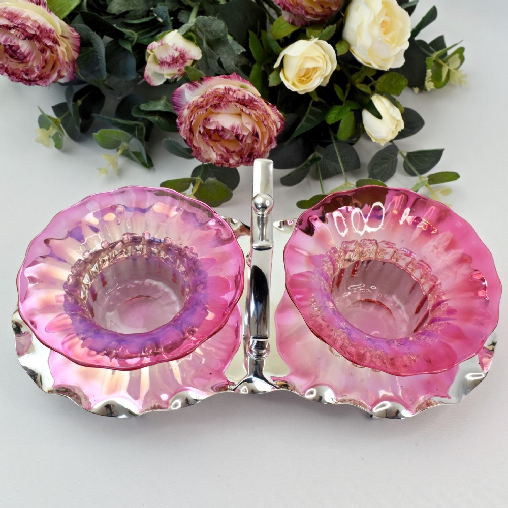 Victorian Cranberry Glass and Silver Plated Double Stand R. Richardson, Sheffield, c.1880 View IV