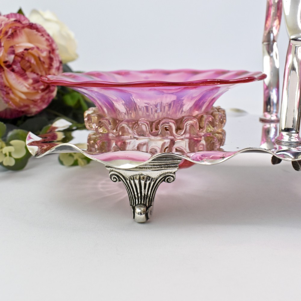 Victorian Cranberry Glass and Silver Plated Double Stand R. Richardson, Sheffield, c.1880 View VI