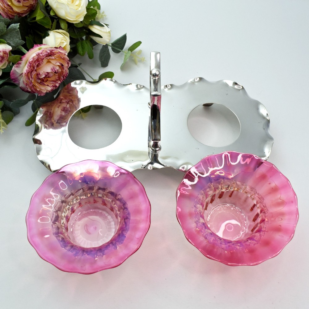 Victorian Cranberry Glass and Silver Plated Double Stand R. Richardson, Sheffield, c.1880 View VII