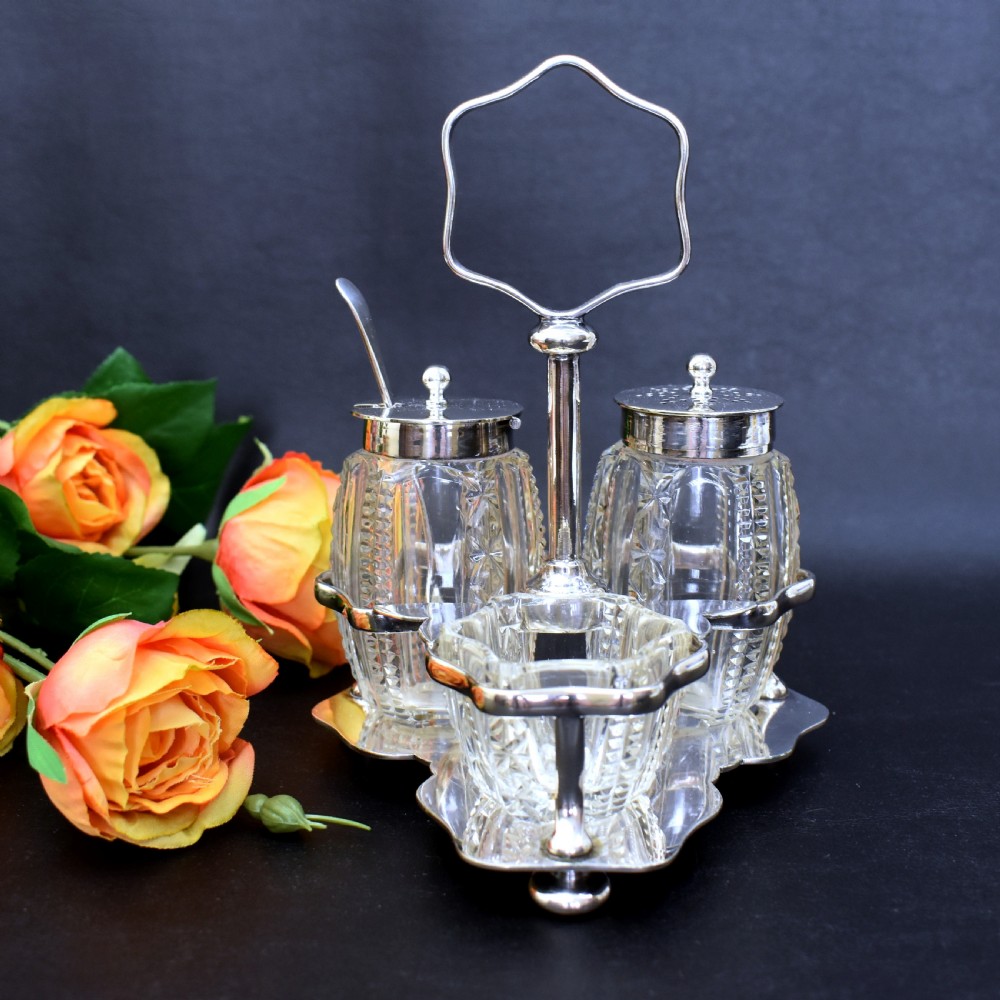 Fine Edwardian Silver Plated Cruet Set by William Hutton & Sons, c.1900