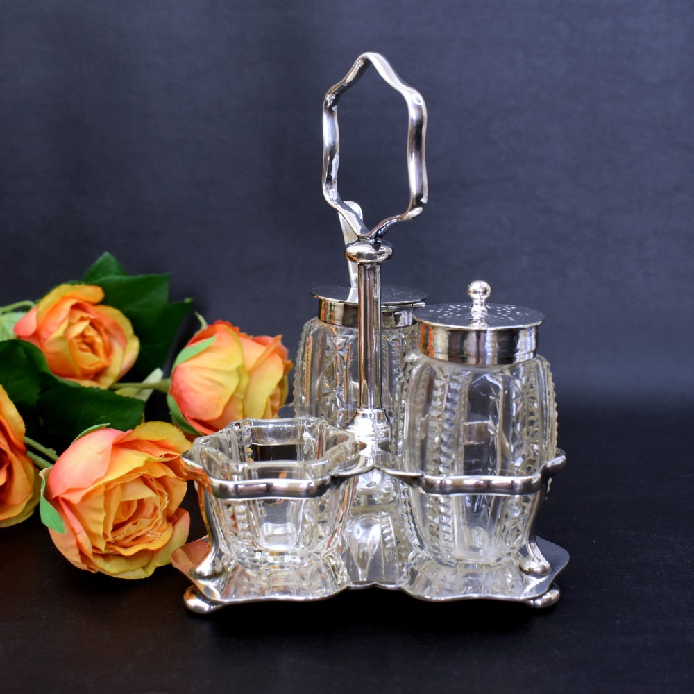 Fine Edwardian Silver Plated Cruet Set by William Hutton & Sons, c.1900 View II