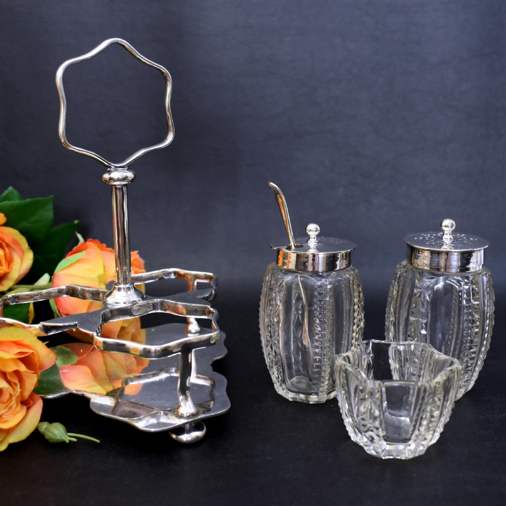 Fine Edwardian Silver Plated Cruet Set by William Hutton & Sons, c.1900 View III