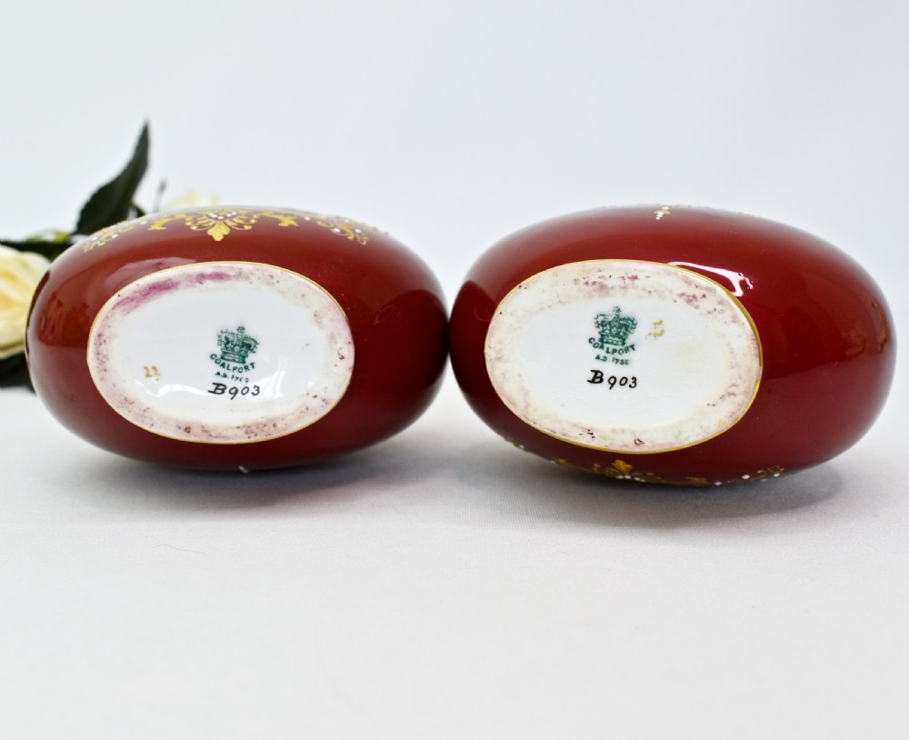 Pair of Coalport Moon Flasks, Hand-Painted Harbour Scenes, Claret Ground, circa 1880 View XII