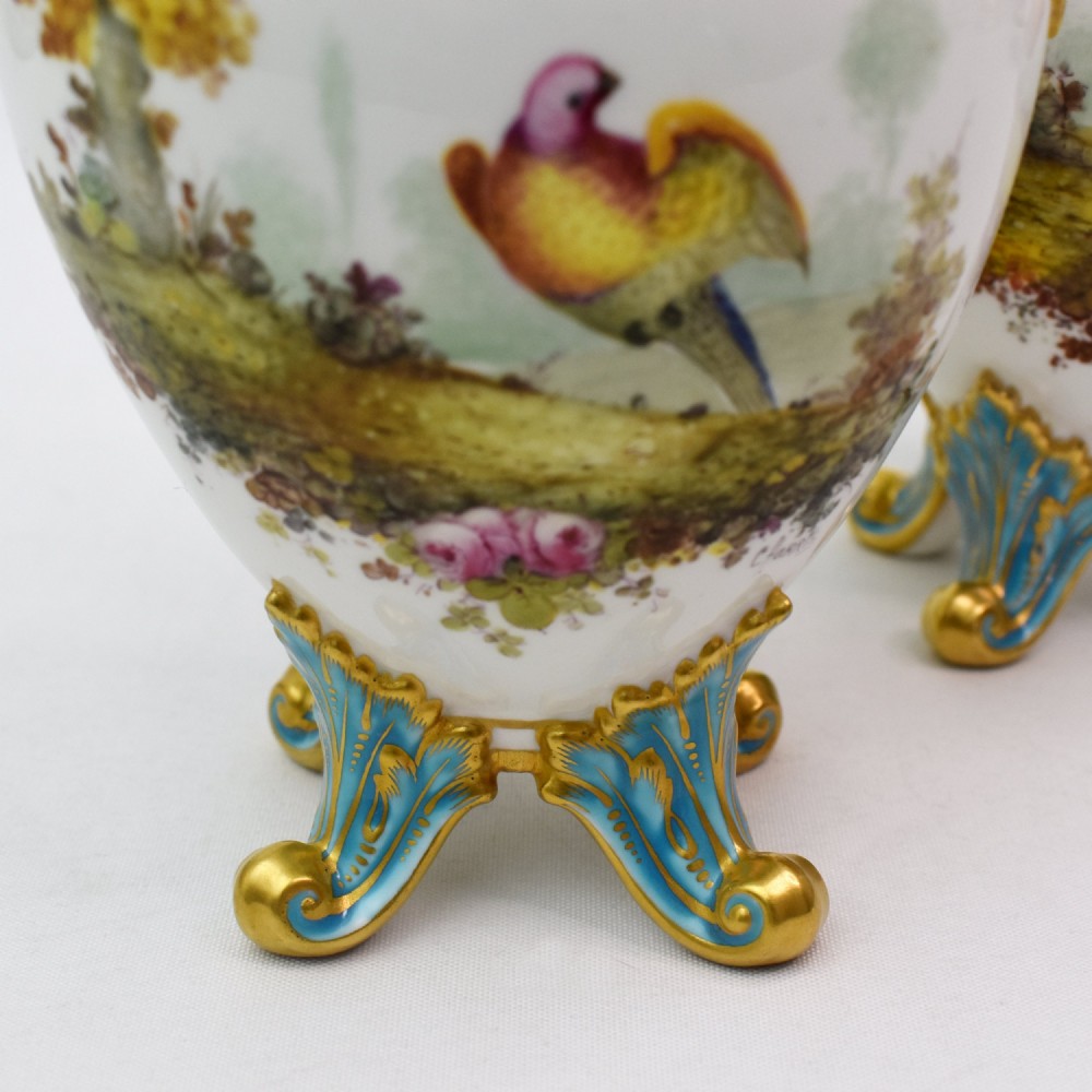A Fine Pair of Royal Crown Derby Twin-Handled Lidded Vases by Charles Harris, 1906 View VI