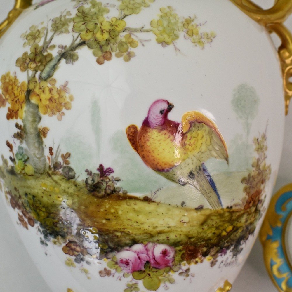 A Fine Pair of Royal Crown Derby Twin-Handled Lidded Vases by Charles Harris, 1906 View IX