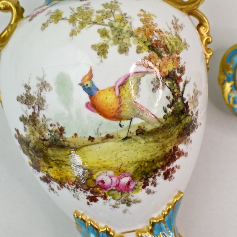 A Fine Pair of Royal Crown Derby Twin-Handled Lidded Vases by Charles Harris, 1906 View X