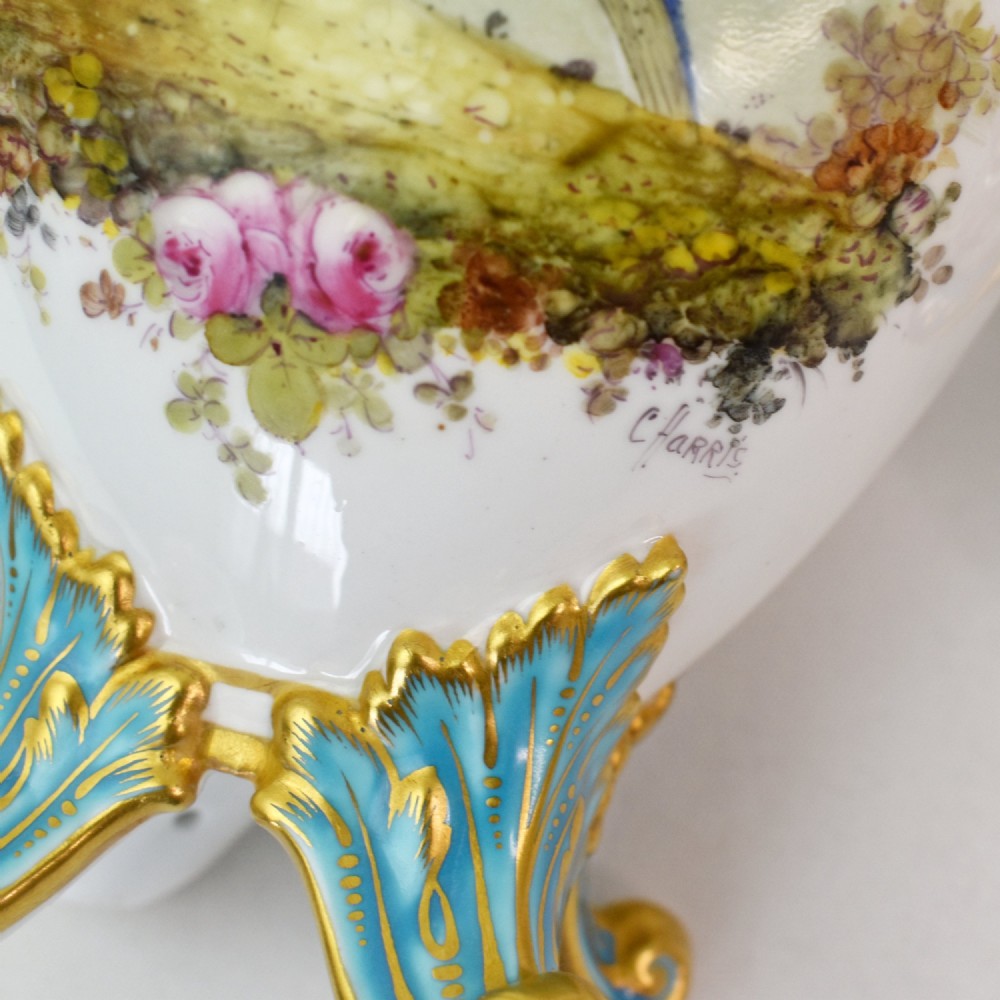 A Fine Pair of Royal Crown Derby Twin-Handled Lidded Vases by Charles Harris, 1906 View XI