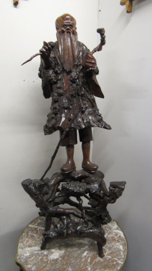 CHINESE ROOT CARVING OF SHOU LAO - ADDITIONAL PHOTO 1