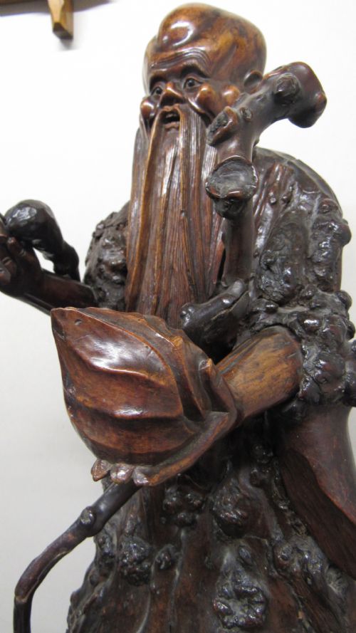 CHINESE ROOT CARVING OF SHOU LAO - ADDITIONAL PHOTO 8