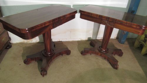 pair of mahogany late georgian card tables - CATEGORY: ANTIQUE TABLES - DATED GEORGIAN