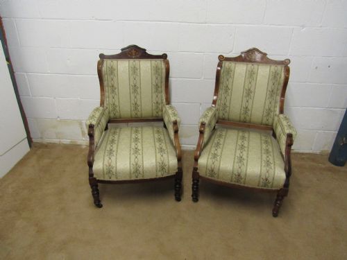 PAIR UPHOLSTERED ARM CHAIRS - ADDITIONAL PHOTO 5