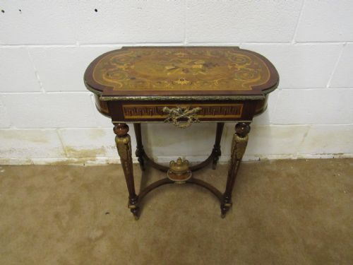 superb marquetry ladies jewelry and vanity table - CATEGORY: ANTIQUE TABLES - DATED VICTORIAN