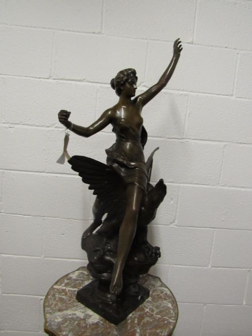 bronze lady on a eagle h levasseur - CATEGORY: ANTIQUE SCULPTURES - DATED 19TH CENTURY