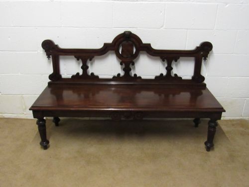 mahogany hall window seat - CATEGORY: ANTIQUE FURNITURE - DATED 19TH CENTURY
