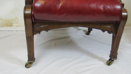 PAIR OF LEATHER MONUMENTAL LIBRARY ARMCHAIRS - ADDITIONAL PHOTO 8