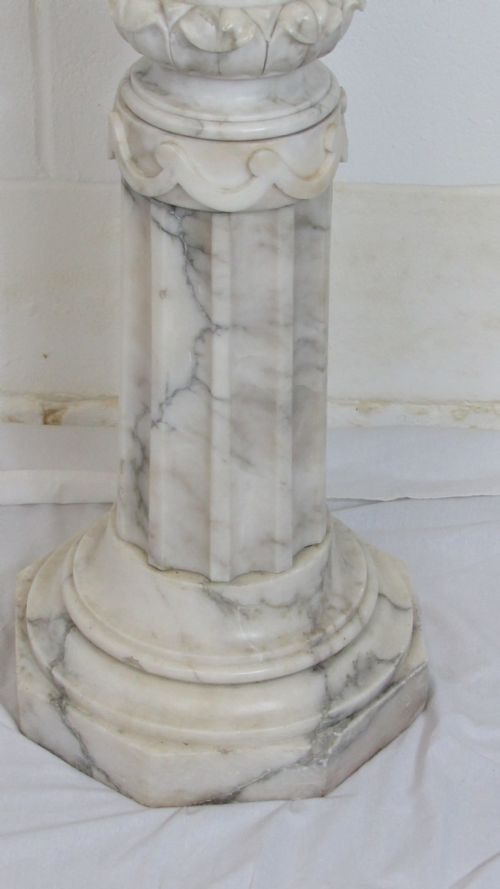 MARBLE AND ALABASTER FIGURE THE FISHER BOY - ADDITIONAL PHOTO 2