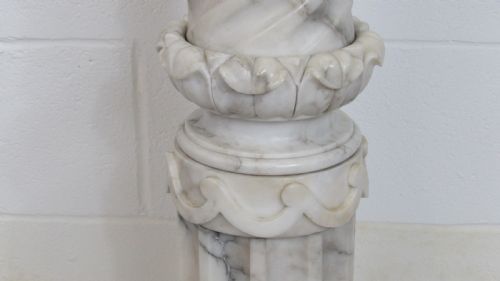 MARBLE AND ALABASTER FIGURE THE FISHER BOY - ADDITIONAL PHOTO 3