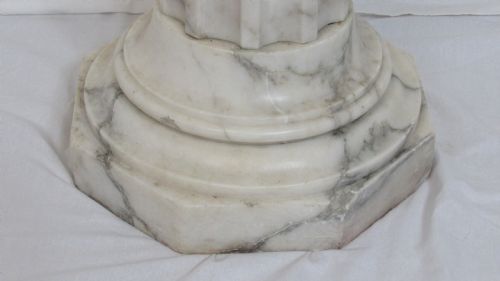 MARBLE AND ALABASTER FIGURE THE FISHER BOY - ADDITIONAL PHOTO 5