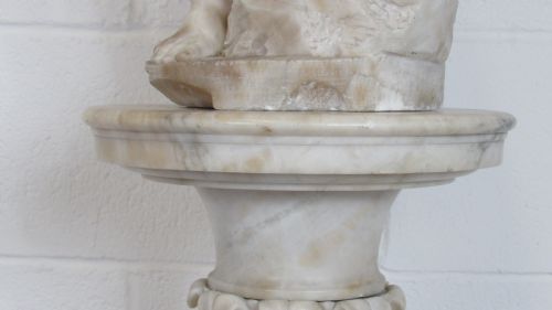 MARBLE AND ALABASTER FIGURE THE FISHER BOY - ADDITIONAL PHOTO 6
