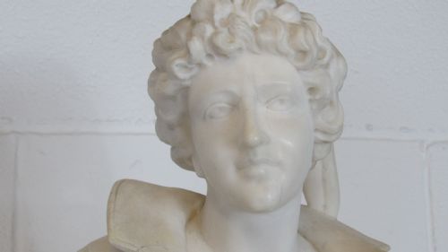 MARBLE AND ALABASTER FIGURE THE FISHER BOY - ADDITIONAL PHOTO 14