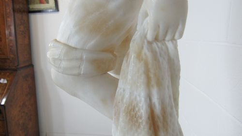 MARBLE AND ALABASTER FIGURE THE FISHER BOY - ADDITIONAL PHOTO 16