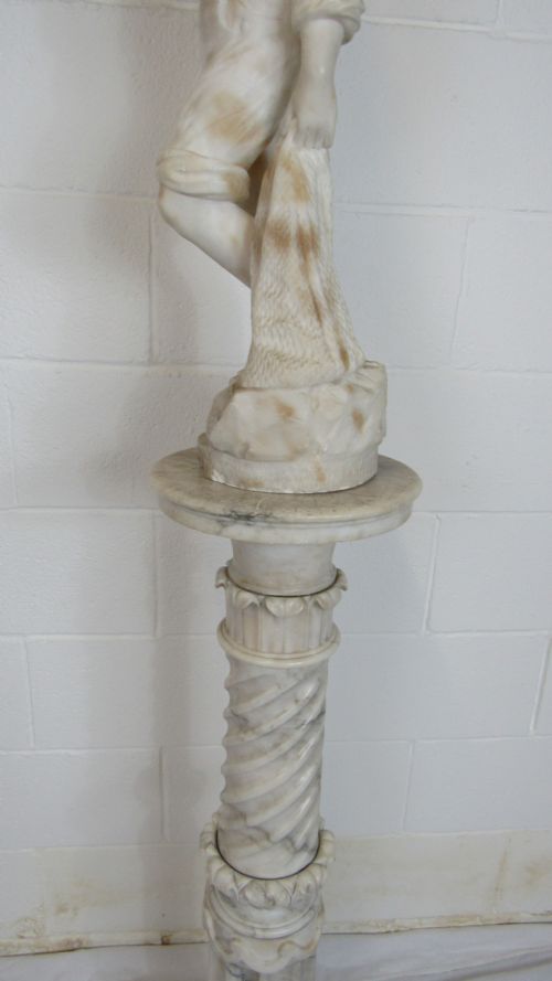 MARBLE AND ALABASTER FIGURE THE FISHER BOY - ADDITIONAL PHOTO 18