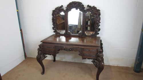 fantastic carved dressing table - CATEGORY: ANTIQUE DRESSING TABLES - DATED 1880