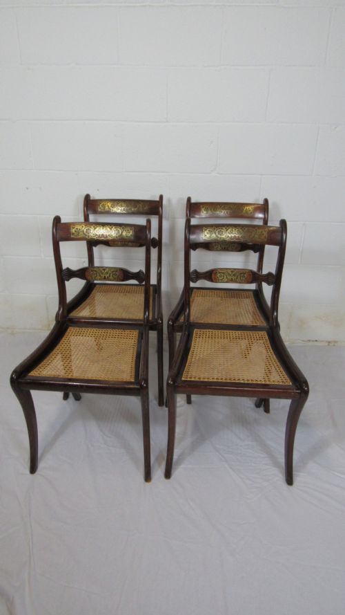 SET OF 4REGENCY BRASS INLAID CHAIRS - ADDITIONAL PHOTO 1