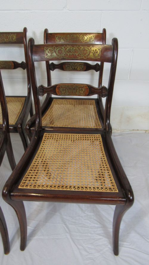 SET OF 4REGENCY BRASS INLAID CHAIRS - ADDITIONAL PHOTO 2
