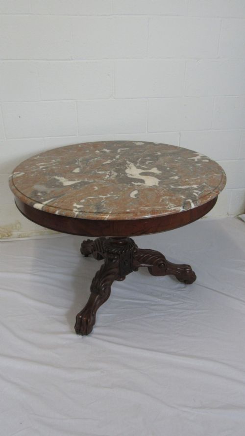 SUPERB MARBLE TOPPED WALNUT CENTRE TABLE - ADDITIONAL PHOTO 12