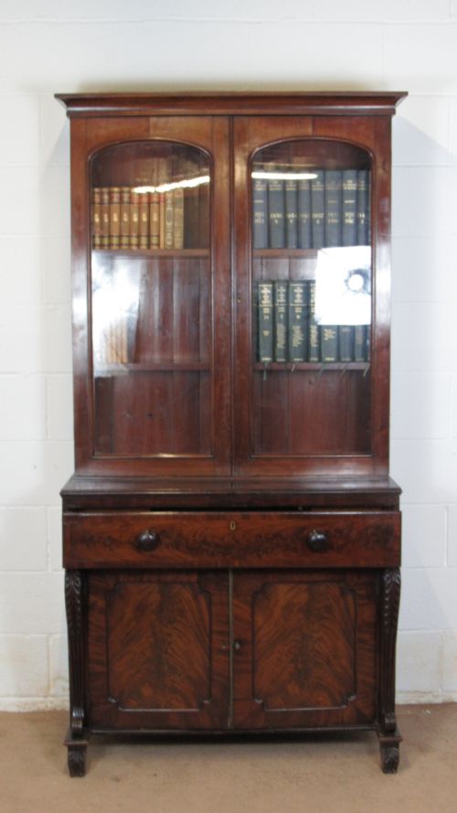 MAHOGANY SECRETAIRE BOOKCASE - ADDITIONAL PHOTO 2
