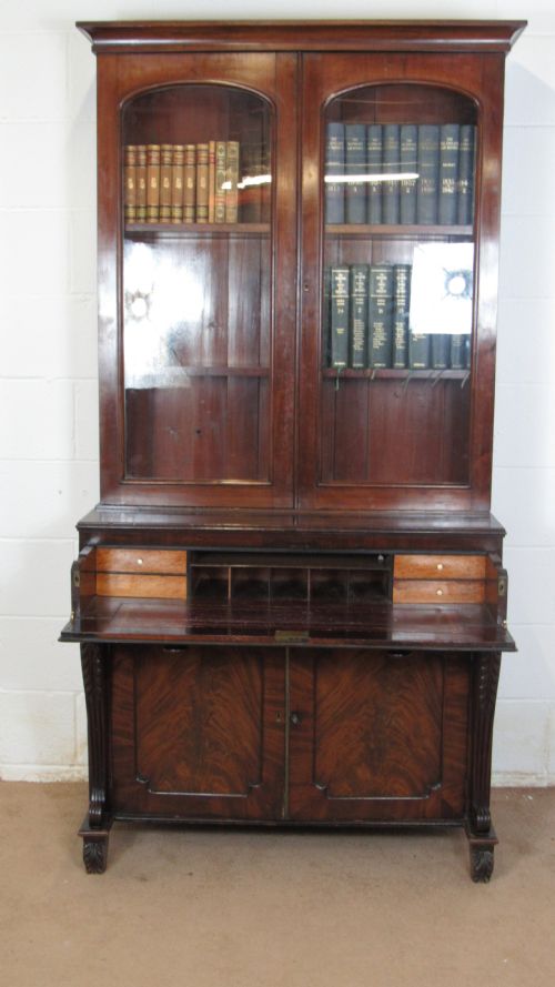 MAHOGANY SECRETAIRE BOOKCASE - ADDITIONAL PHOTO 4
