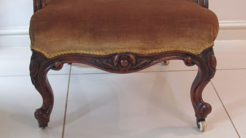 WALNUT VICTORIAN LOUNGE CHAIR - ADDITIONAL PHOTO 11