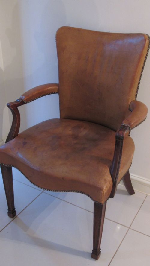 superb leather desk chair - CATEGORY: ANTIQUE CHAIRS - DATED 1890