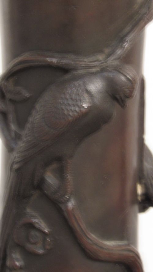 PAIR JAPANESE BRONZE VASES - ADDITIONAL PHOTO 1