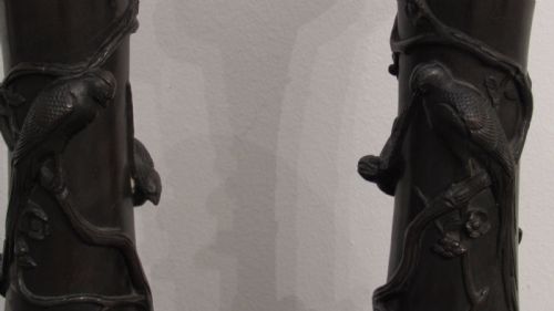 PAIR JAPANESE BRONZE VASES - ADDITIONAL PHOTO 6