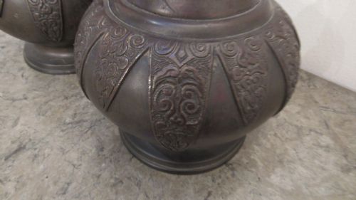 PAIR JAPANESE BRONZE VASES - ADDITIONAL PHOTO 17