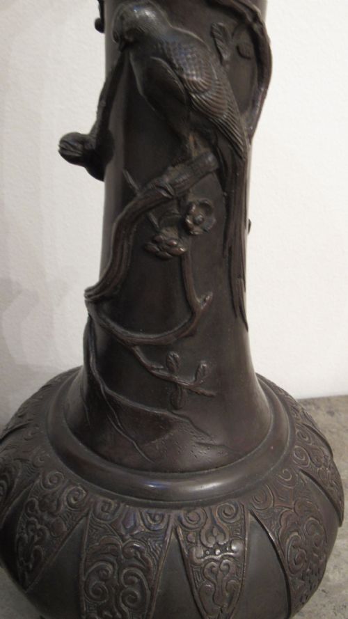 PAIR JAPANESE BRONZE VASES - ADDITIONAL PHOTO 20