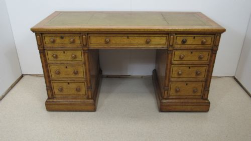 very nice satin birch pedestal desk - CATEGORY: ANTIQUE DESKS - DATED 1850