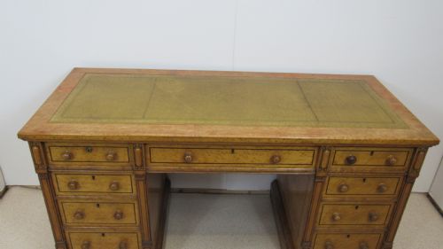 VERY NICE SATIN BIRCH PEDESTAL DESK - ADDITIONAL PHOTO 1