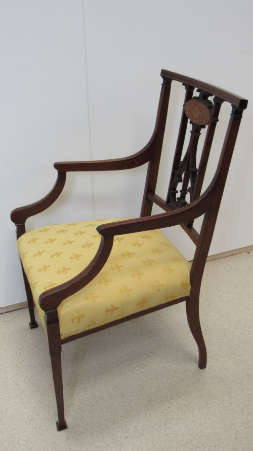 LOVELY EDWARDIAN INLAID ARM CHAIR - ADDITIONAL PHOTO 10