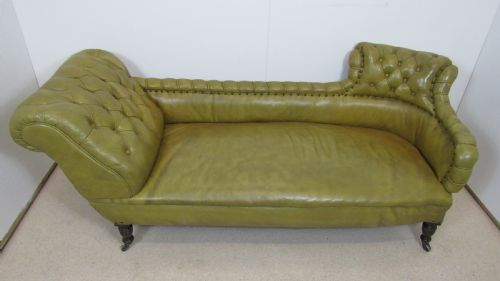 victorian leather chaise lounge - CATEGORY: ANTIQUE SOFAS - DATED 1880