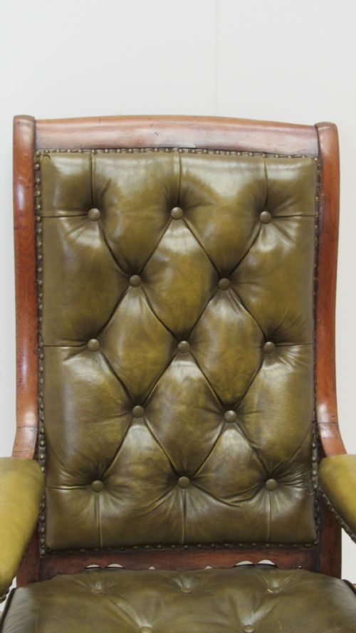 SUPERB OAK WILLIAM IV LEATHER LIBRARY CHAIR - ADDITIONAL PHOTO 8