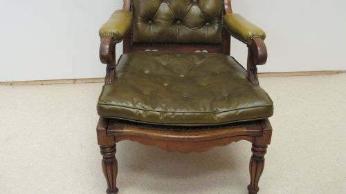 SUPERB OAK WILLIAM IV LEATHER LIBRARY CHAIR - ADDITIONAL PHOTO 9