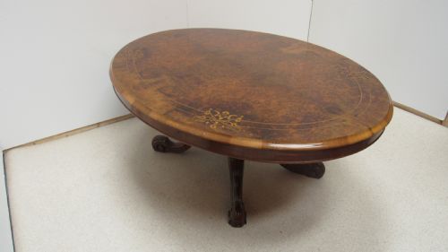 superb victorian walnut inlaid coffee table - CATEGORY: ANTIQUE TABLES - DATED VICTORIAN