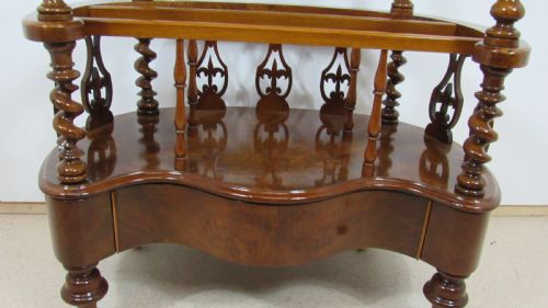 VICTORIAN BURR WALNUT CANTERBURY WHATNOT - ADDITIONAL PHOTO 6